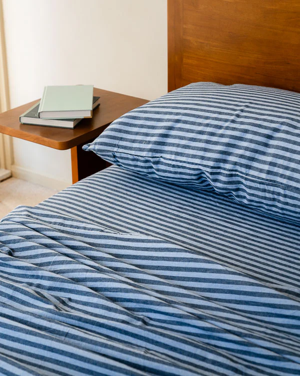 Classic Micro Twill Stripe Melange Pillowcase Set Indigo - Image 7