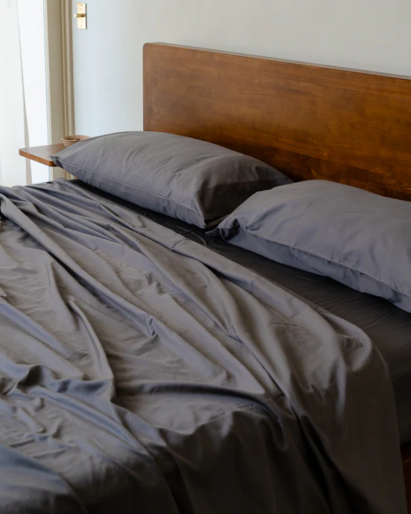 Luxe Sateen Flat Top Sheet Steel Grey - Image 8